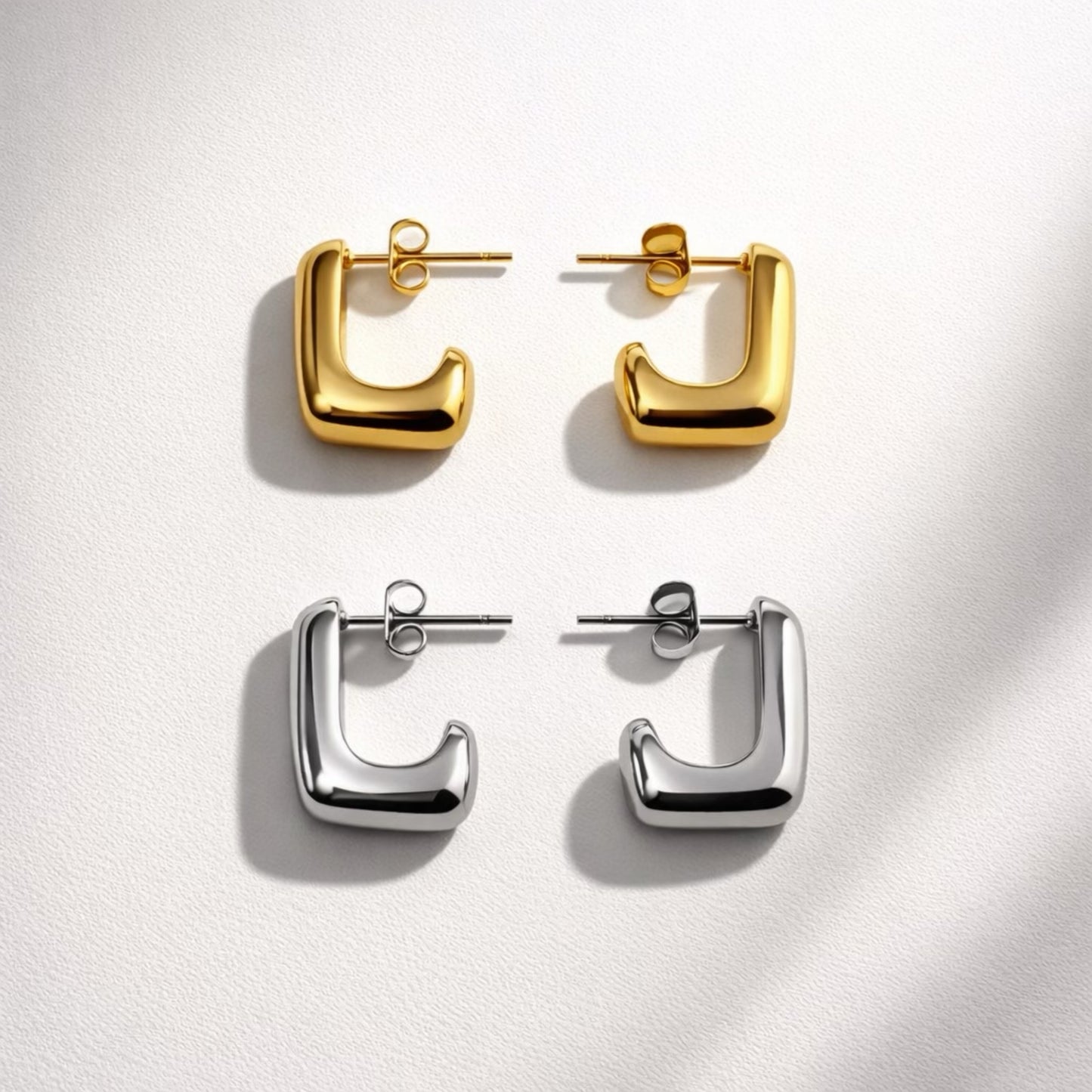 Square Huggie Hoops